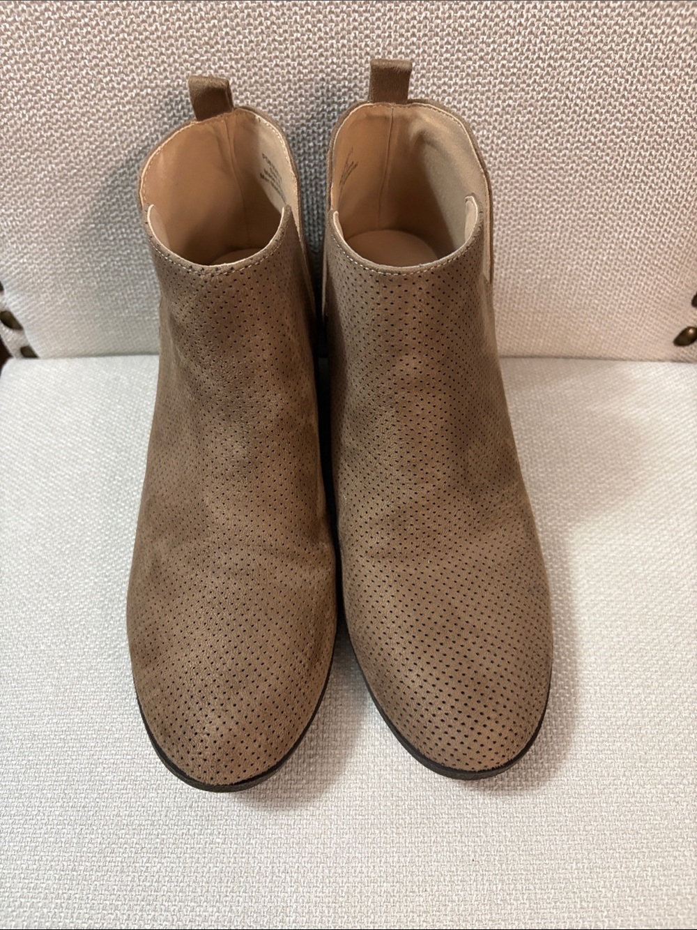 Journee Collection Taupe Perforated Ankle Booties